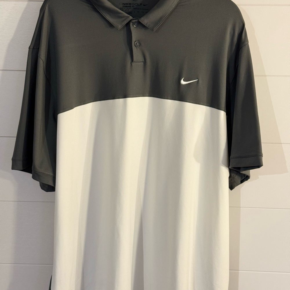Nike Grey and White Polo Shirt Moisture-Wicking Athletic Wear